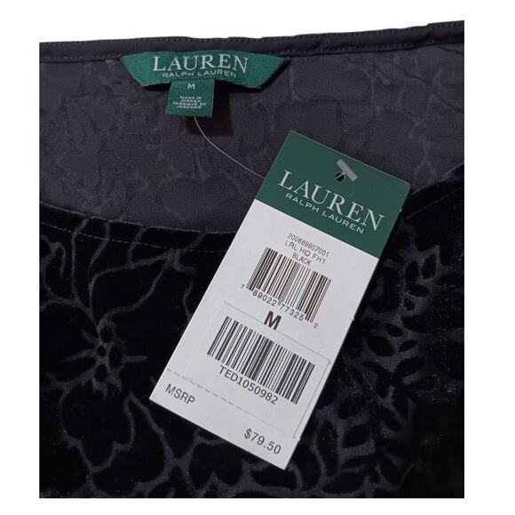 NEW RALPH LAUREN Velvet Burnout Top Blouse Loose Medium Dressy Career Layer Goth - Picture 5 of 8